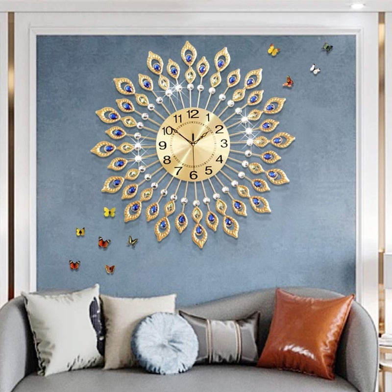 JUGV 26.3 Inch Gold Large Wall Clock, Elegant 3D Modern Wall Clock with Dial Arabic Number, Non-Ticking Silent, Easy to Read, Suitable for Living Room, Kitchen, Bedroom, Office, Hotel - Image 2
